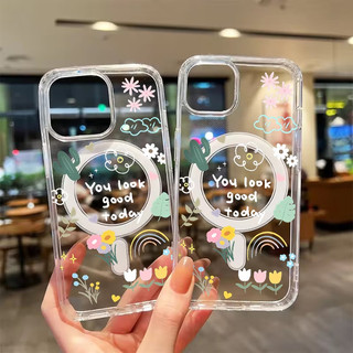 Ốp điện thoại chống sốc 17pro họa tiết xương rồng cầu vồng có thể so sánh cho iPhone 17promax 16pro 16plus 15promax 14pro Vỏ 14plus 15plus 16plus