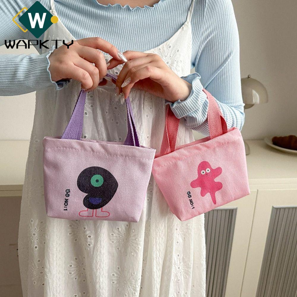 Túi vải WAPKTY, Túi đựng đồ ăn nhẹ cầm tay Mini Túi xách nữ, nhỏ phong cách Hàn Quốc Thay đổi đựng tai nghe