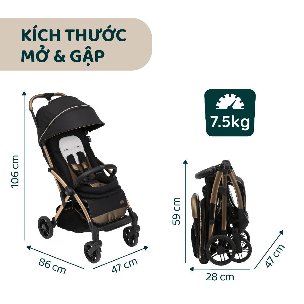 Xe đẩy gấp gọn tự động Chicco Goody Primo màu Đồng ánh kim/ Bạc ánh kim