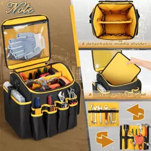 Túi đựng dụng cụ thợ điện NOTE1, dung tích lớn có dây đeo vai, bộ di động, chống mài mòn, nhiều túi