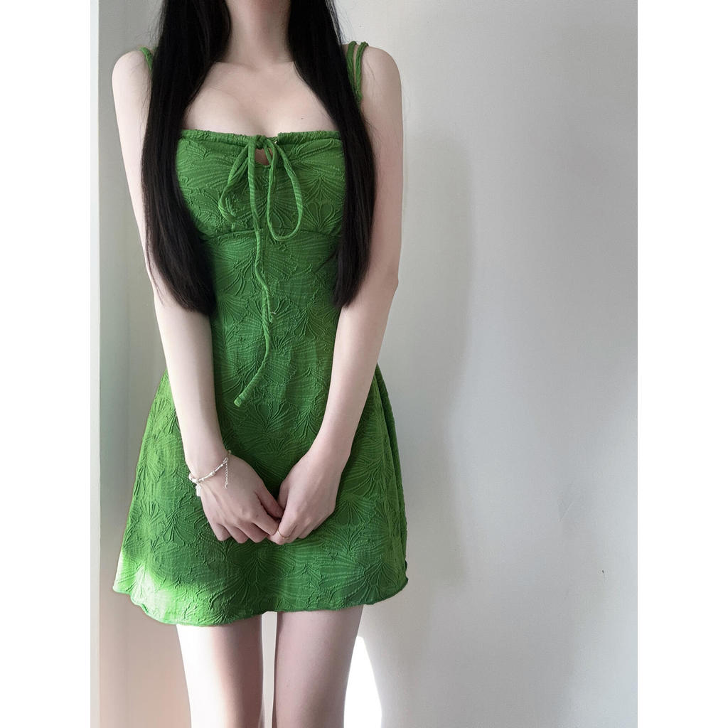 Retro Trắng Xanh Đầm Chia Đồ Bơi Hai Mảnh Mùa Xuân Nóng Bãi Biển Kỳ Nghỉ Váy Đồ Bơi Bảo Thủ