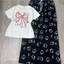 sét Bộ đồ nữ quần họa tiết mèo Kiti +áo phông CROPTOP tăm lạnh -hình nơ loang-chang315888