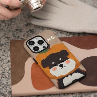 Ốp điện thoại hình chú chó con màu cam 2 trong 1 Apple 17 / 16 iPhone 15 Pro Max Phim mới 14 / 13 Sáng tạo 12 / 11 Pro Max 7 / 8 Plus Vỏ điện thoại bóng hai lớp