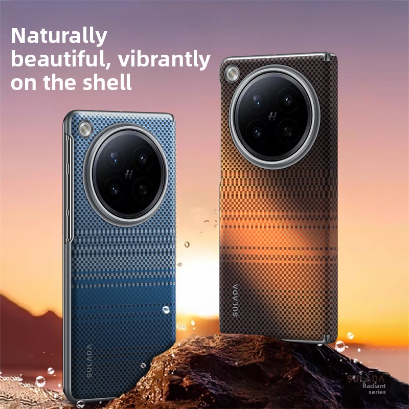 Dành Cho OPPO Find N6 N5 Ốp Lưng Sang Trọng Sợi Carbon Siêu Mỏng Họa Tiết Da Gấp Bản Lề Từ Tính Sạc Không Dây Bìa Cứng