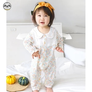 Bộ áo liền quần mỏng Cotton nguyên chất mùa hè sơ sinh / Bộ đồ ngủ dài tay loại A cho bé gái / Bộ đồ phong cách công chúa thoáng khí thoải mái