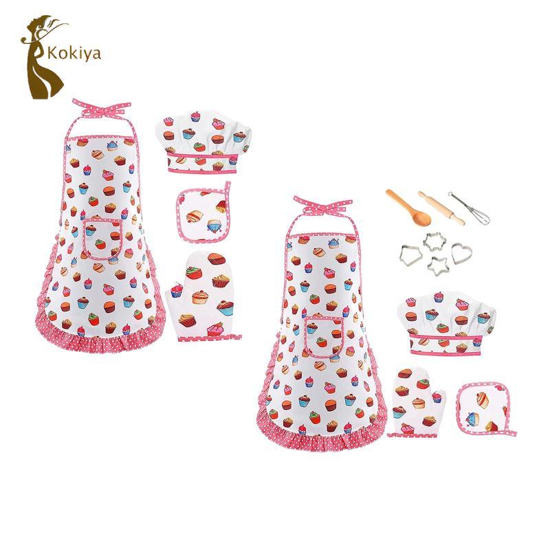 Bộ nướng bánh nấu ăn cho trẻ em Tạp dề đồ chơi phát triển Găng tay nấu ăn Mũ đầu bếp Bộ quần áo đầu bếp cho trẻ mới biết đi Trẻ em