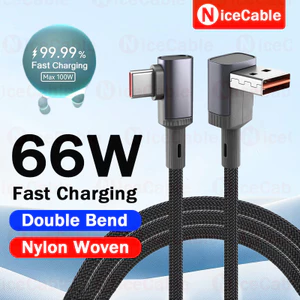 Cáp sạc nhanh 66W USB sang Type C Thiết kế uốn cong đôi Cáp chơi game chống treo Dây dữ liệu bện Nylon dày cho điện thoại / máy tính bảng