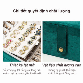 【BabyJoy】Hộp đựng trang sức nhung cao cấp nhiều ngăn,phù hợp du lịch và bảo quản vòng cổ,nhẫn,bông tai