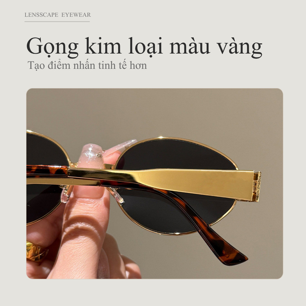 LENSSCAPE-Kính mát oval phân cực gọng kim loại | Tròng UV400 Cat.3 | Phù hợp đi nắng, dạo phố & chụp ảnh hằng ngày