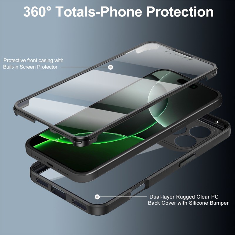 Tương Thích Cho iPhone 14 Pro Max 14 Plus 13 Pro Max 13 Mini 12 Pro Max XS MAX XR X Cover 360 Độ Hai Mặt Full Cover Protetcion Soft Acrylic Slim Phone Case