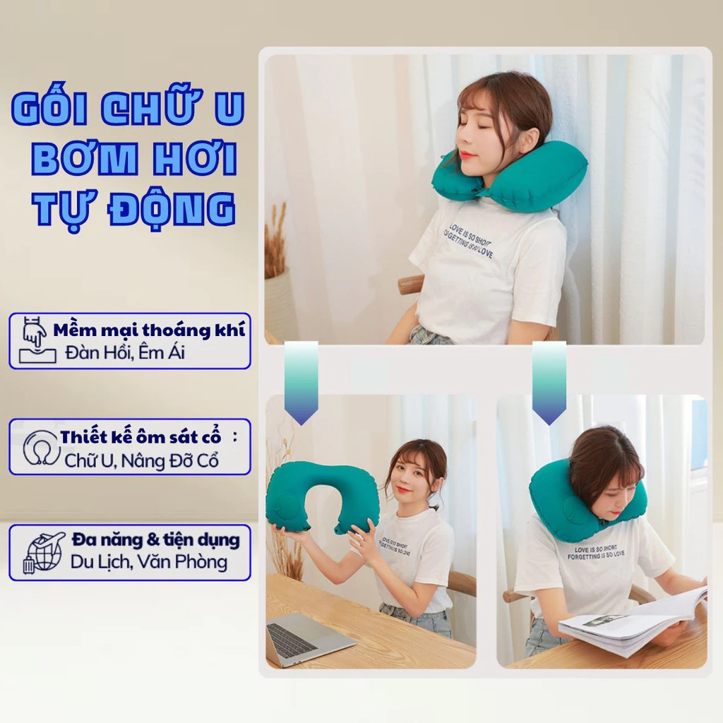 【48h】Gối chữ U tự phồng siêu nhẹ, có thể điều chỉnh độ phồng theo ý muốn, mang lại cảm giác dễ chịu cho cổ.