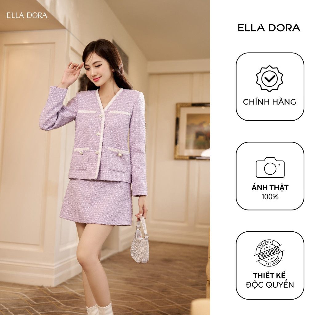 Chân váy ngắn ELLA DORA dạ tweed dáng A ôm nhẹ thiết kế thanh lịch sang trọng [CV102]