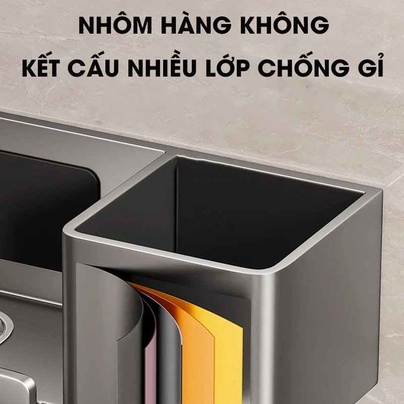 Giá Kệ để Máy Sấy Tóc Nhà Tắm, Nhôm Không Gian Cao Cấp, Chống Gỉ, Chịu Tải Tốt, Có Kệ để đồ