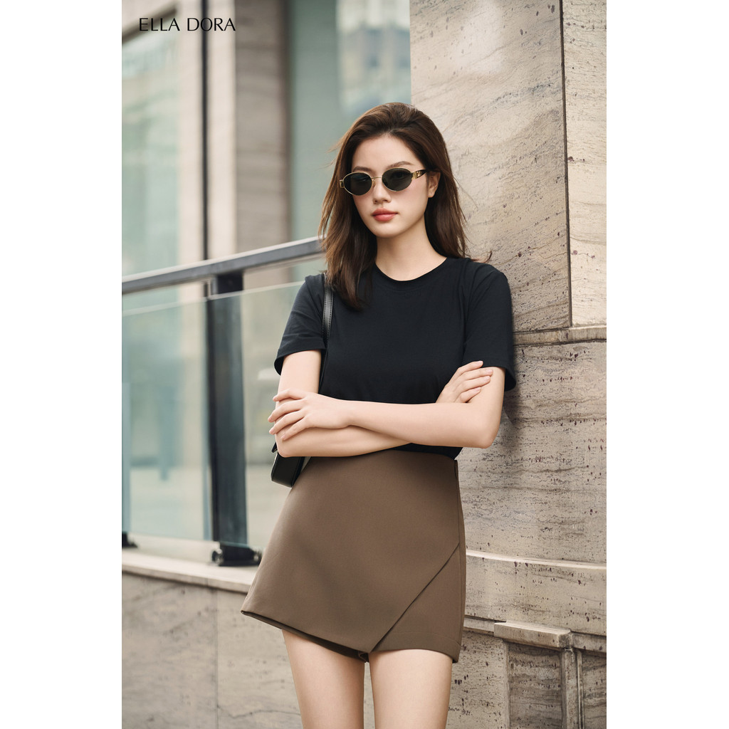 Áo thun nữ ELLA DORA form rộng thiết kế thanh lịch trẻ trung 4 màu TRẮNG/ ĐEN/ TÍM/ XANH [AT30]