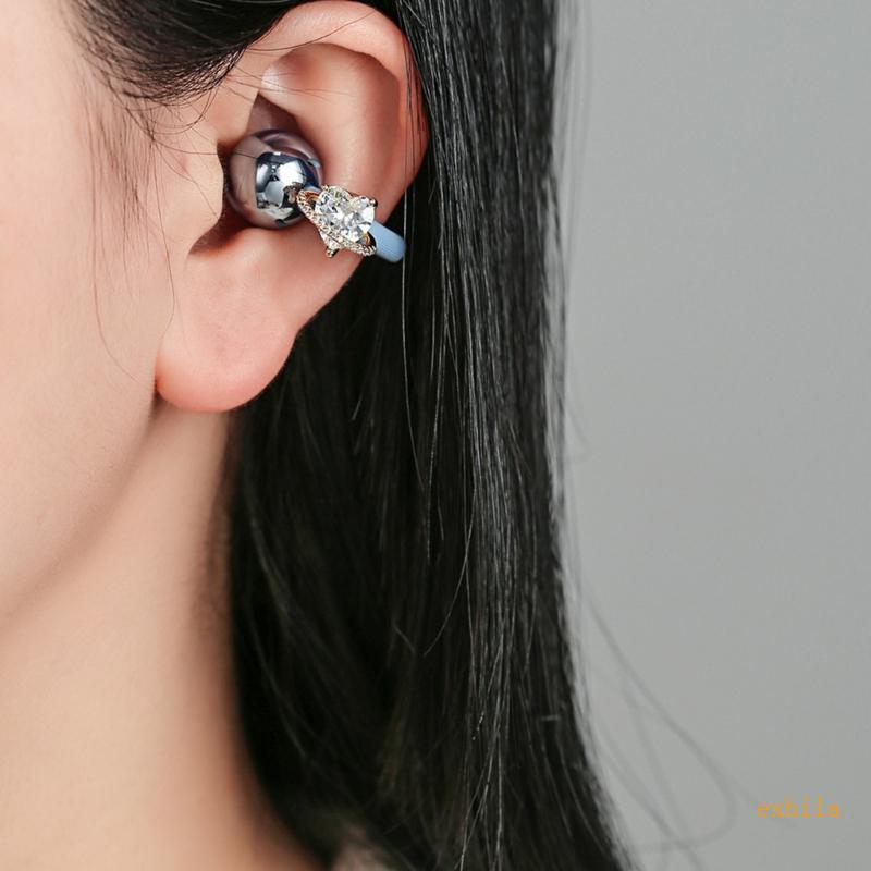 Exhila 1 Cặp Kẹp Tai Hợp Kim Sang Trọng Cho Freeclip 1 2 Tai Nghe Nhét Tai Có Đá Zircon Shimmering Kẹp Trên Charm Cho Frie