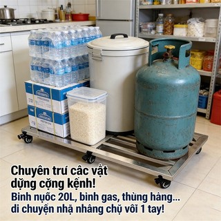 Đế lót chậu cây inox 201 có bánh xe Tải trọng 200kg Dễ dàng vận chuyển vật nặng