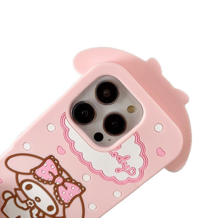 Thích hợp cho Apple 17PROMAX Silicone Cartoon 16 Hồng 15 Mềm 14 / 13promax Vỏ Điện Thoại Cô Gái Dễ Thương