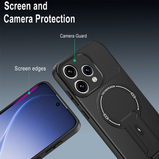 Dành Cho OPPO Reno 15 5G / 15C 5G Ốp điện thoại Sợi Carbon Kết Cấu Mặt Sau Cứng Từ Tính Có Chân Đế Mềm TPU Cạnh Chống Sốc Mỏng Bao