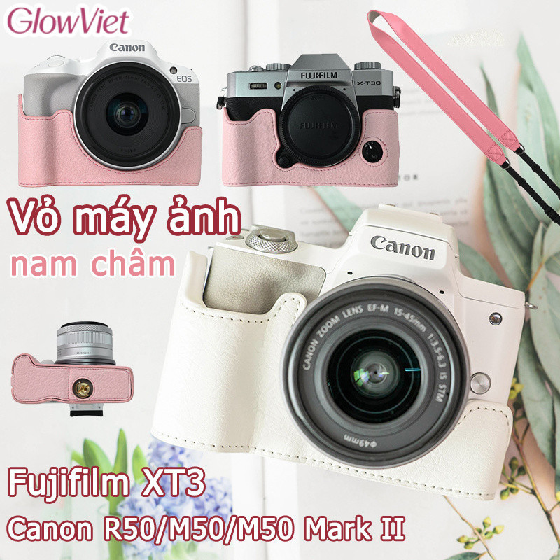 Ốp lưng da PU chuyên dụng cho máy ảnh – Đế nam châm thông minh – Dùng cho Canon R50, M50 và Fuji XT30,lắp đặt đơn giản