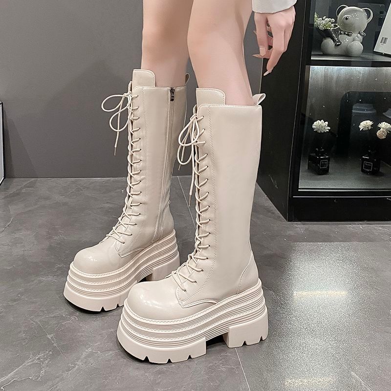 10cm Nhưng Giày Bốt Dài Đến Đầu Gối Giày Nữ Mùa Thu 2024 Phong Cách Mới Đế Dày Cao Đùi Chu Vi Chân Dài Hiệp Sĩ