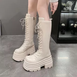 10cm Nhưng Giày Bốt Dài Đến Đầu Gối Giày Nữ Mùa Thu 2024 Phong Cách Mới Đế Dày Cao Đùi Chu Vi Chân Dài Hiệp Sĩ