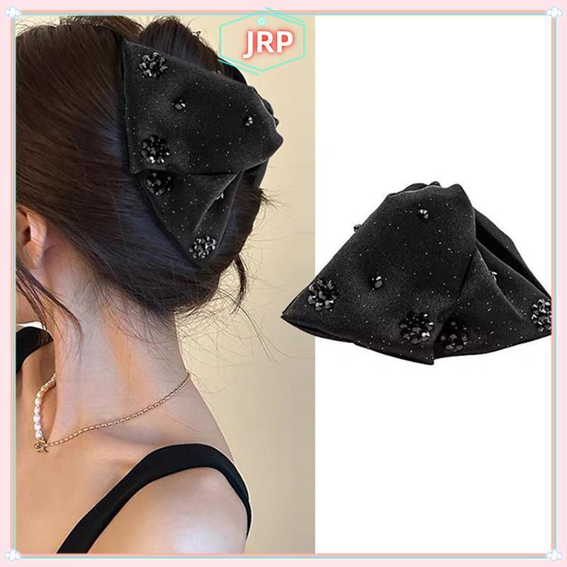 Kẹp tóc nơ lớn JRP với chất liệu satin mềm và chi tiết kim cương giả, phụ kiện thời trang cho nữ