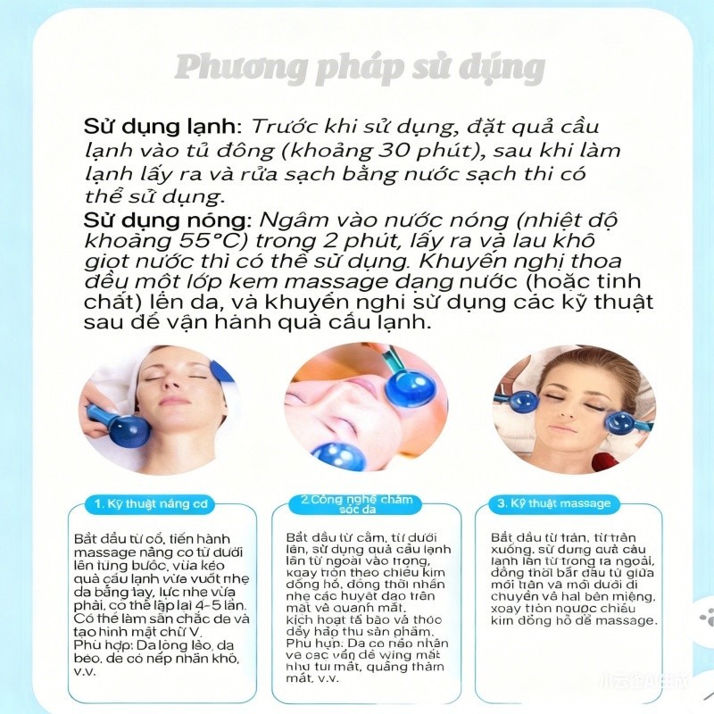 【Hot】Massage mắt: Quả cầu thủy tinh lạnh. Săn chắc da, thu nhỏ lỗ chân lông, giảm sưng tẩy, chườm nóng/lạnh!