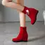 VNTMLH34-43 Kích Thước Lớn Da Lộn Mờ Thời Trang Phong Cách Đơn Giản Kim Cương Giả Tua Rua Mũi Tròn Cao Gót Đến Mắt Cá Chân Giày Bốt Bên Dây Kéo Nêm Gót Lớn Đỏ Cô Dâu Giày Cưới
