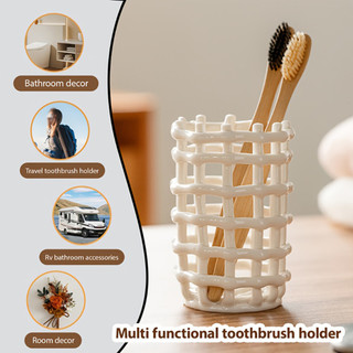 Giá đỡ bàn chải đánh răng bằng gốm rỗng Bàn chải đánh răng thông gió và giá đỡ kem đánh răng để lưu trữ Bàn chải đánh răng điện Dao cạo