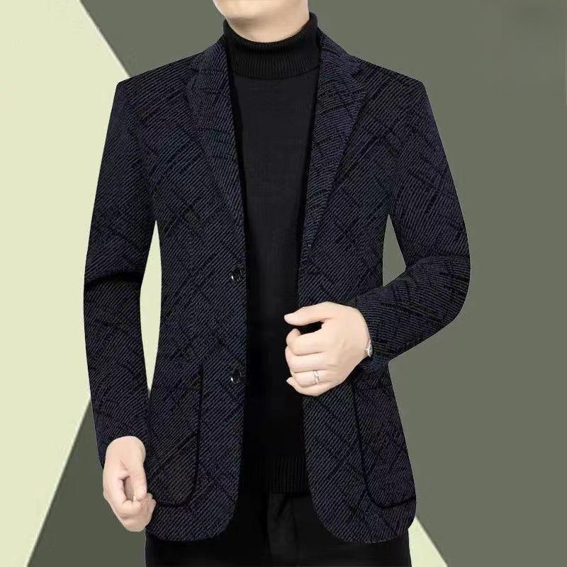 Áo khoác nam VN, Phong cách nặng nề, Quần áo phong cách mới, Áo khoác bố len dày, Thích hợp cho nam giới trung niên, Quần áo nam mùa thu đông 2024, có túi áo khoác