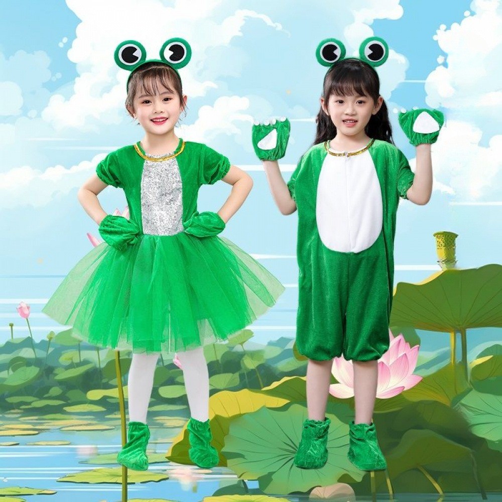 💕 HÀNG CÓ SẴN – Đầm Trang Phục Trẻ Em 3‑12 tuổi – Ếch + Hoạt Hình Động Vật, Thích hợp Halloween, Giáng Sinh & Ngày Trẻ Em 🎃🎉