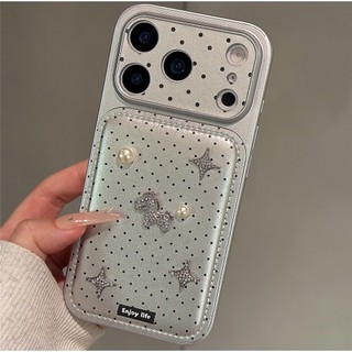 Ốp điện thoại hình con ngựa bằng da bạc cao cấp Wave Dot thích hợp cho iPhone17 16 15 14 13 Pro Max Bảo vệ Camera chống sốc Vỏ cứng chống rơi