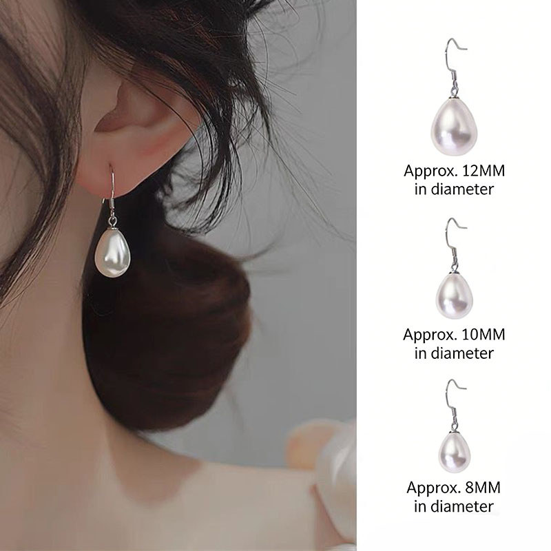 Bông tai ngọc trai đơn giản, thiết kế giọt nước cổ điển, tinh tế và đa năng