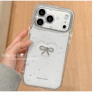 Khung Gương Hoa Sang Trọng Màu Trắng Toàn Màn Hình Ngôi Sao Nhỏ Rỗng Tình Yêu Ốp lưng Thích Hợp Cho iPhone17 16 15 14 13 Pro Max Chống Sốc Bảo Vệ Camera Ốp Lưng Cứng Chống Rơi
