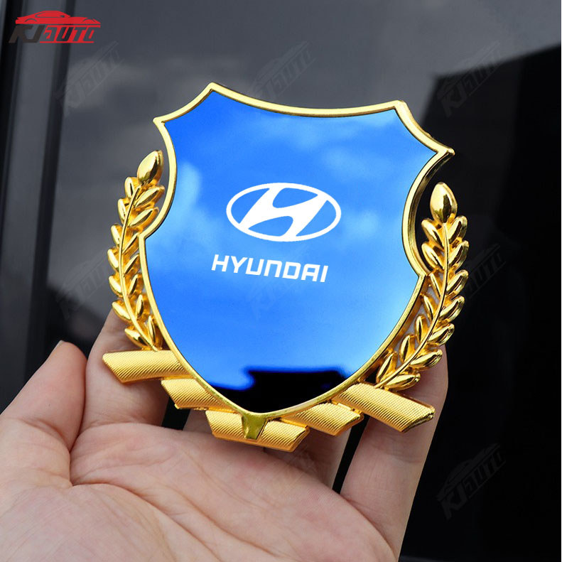 Hyundai Kim Loại Biểu Tượng Miếng Dán Tai Lúa Mì Bên Cửa Sổ Miếng Dán Cá Tính Trang Trí Xe Sửa Đổi Miếng Dán Cho Hb20 Tucson I30 Avante Palisade Creta Accent Santa Fe i10 kona