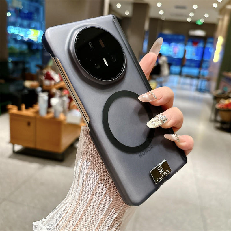 Ốp điện thoại trong suốt trục trung tâm từ tính mạnh mẽ cho Honor Magic V5 V3 V2 Vỏ chống sốc