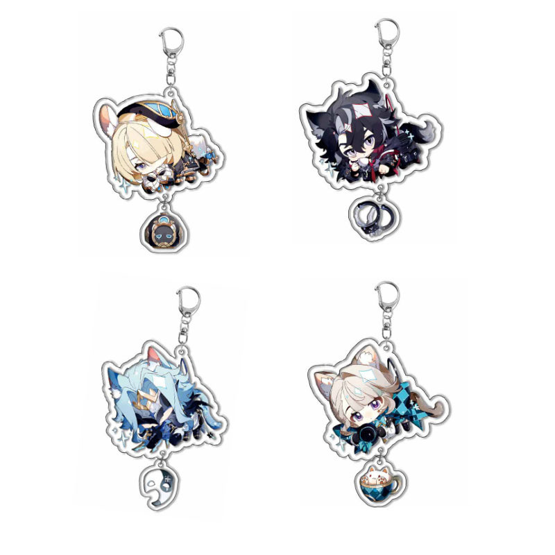 4pcs/set Wholesale Game Navia Furina Keychain For Women Men Jewelry Accessories Arcylic