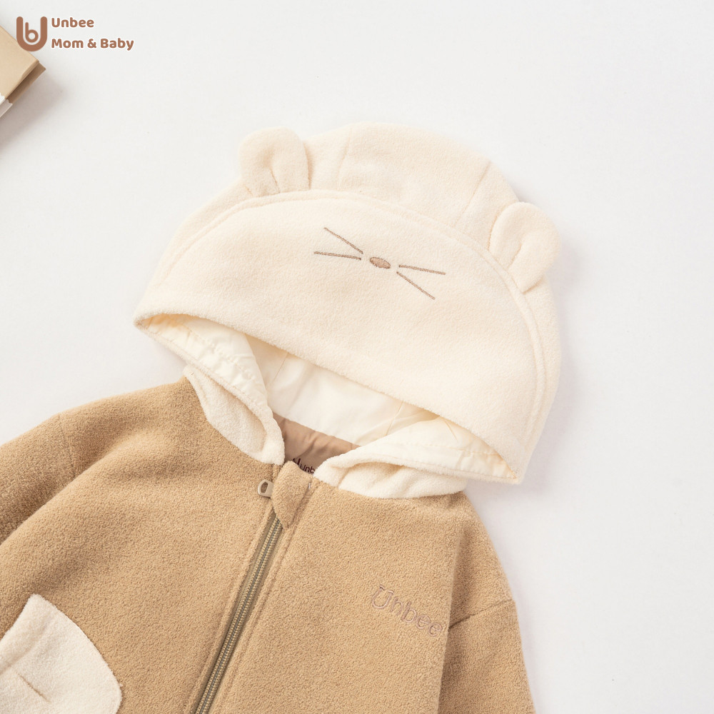 Áo khoác nỉ bé trai bé gái Unbee mũ gấu - Áo khoác nỉ bông cho bé phong cách Hàn Quốc
