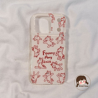 Năm Mới Ngộ nghĩnh Pony Ốp Lưng Điện Thoại Realme 15 15X 14 13 12 11 Pro Lite Plus 15T 14T 14x 12 + 12x 11x 10 9 5G Speed SE 9i 4G 5G Kem Trắng Vỏ Chống Sốc Dễ Thương