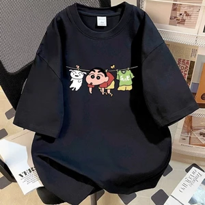 Áo thun nam nữ - Crayon Shin-chan ngắn tay - 100% cotton - Thời trang - Thoải mái và mềm mại - D020