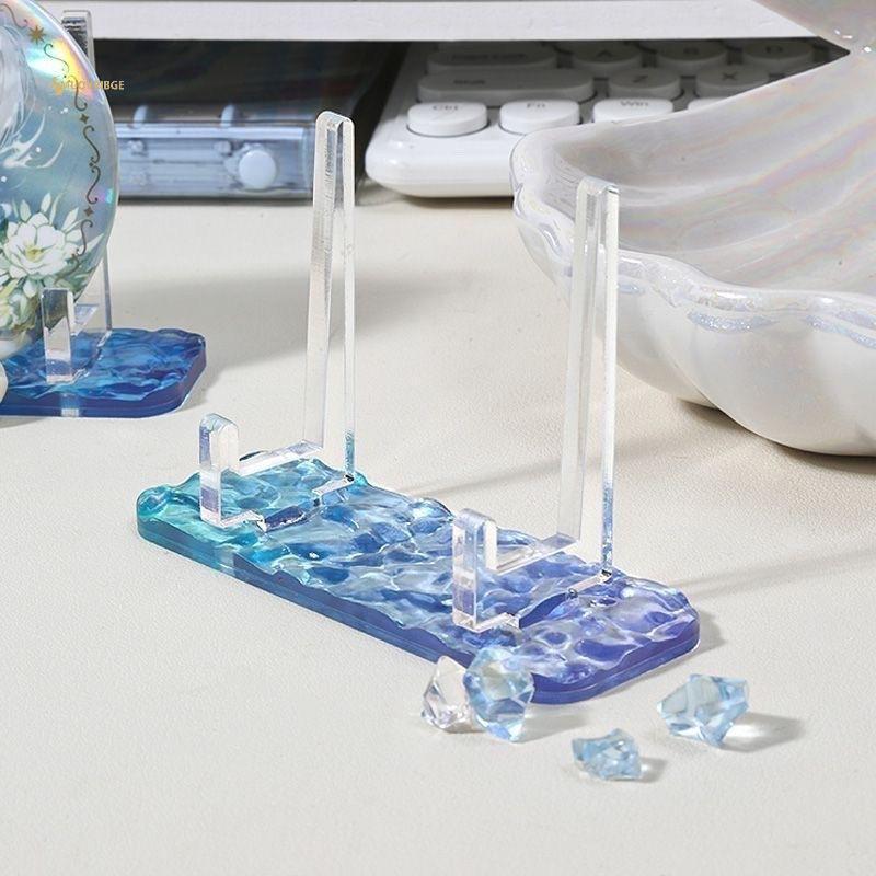 Đế trưng bày Acrylic MUQV, Giá đỡ gợn nước huy hiệu, Màn hình huy hiệu Ra, Giá đỡ thẻ để bàn n
