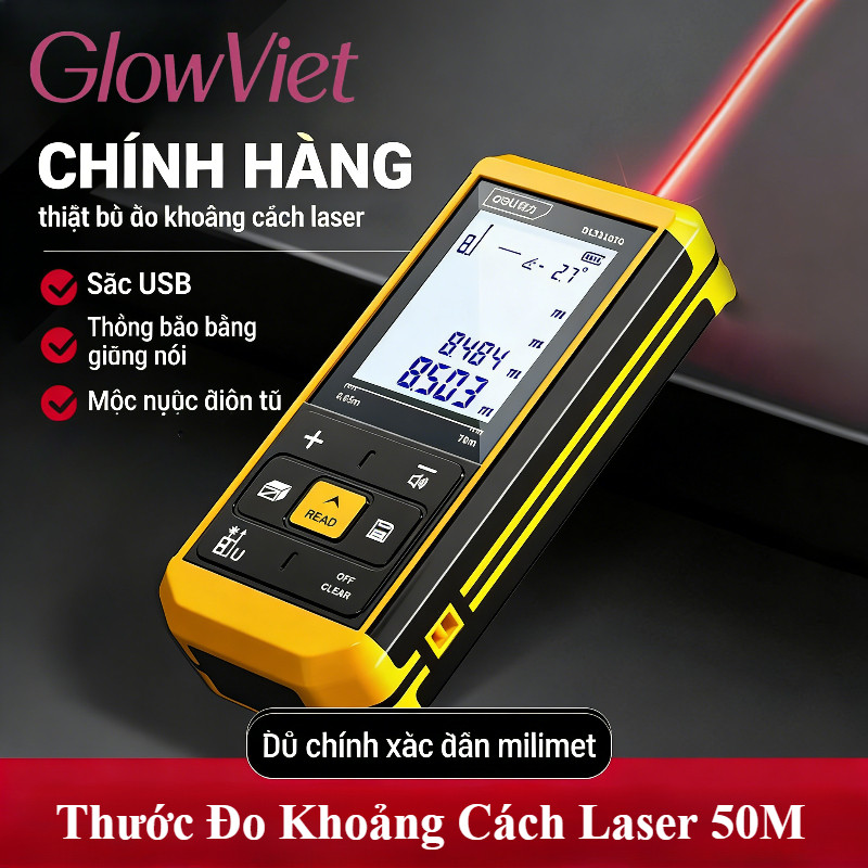 Thước Đo Khoảng Cách Laser 50M, Nhỏ Gọn, Thao Tác đơn Giản, Chuẩn Xác Từng Mm, Thiết Bị Cần Thiết Cho đo đạc Xây Dựng