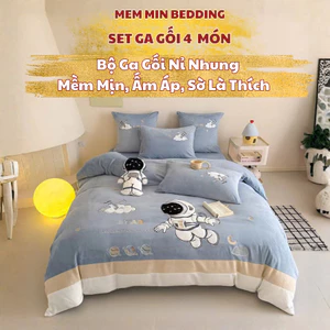 Bộ chăn ga nỉ nhung sữa 3D Memminbedding luxury trải lên giường là thấy nhẹ nhàng – thư giãn – rất chill