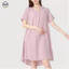Váy ngủ ngắn tay cổ chữ V 100% Cotton màu trơn dành cho nữ / Váy ngủ Crepe hai lớp mùa hè / Thoải mái mềm mại thoáng khí có thể mặc bên ngoài One @ -
