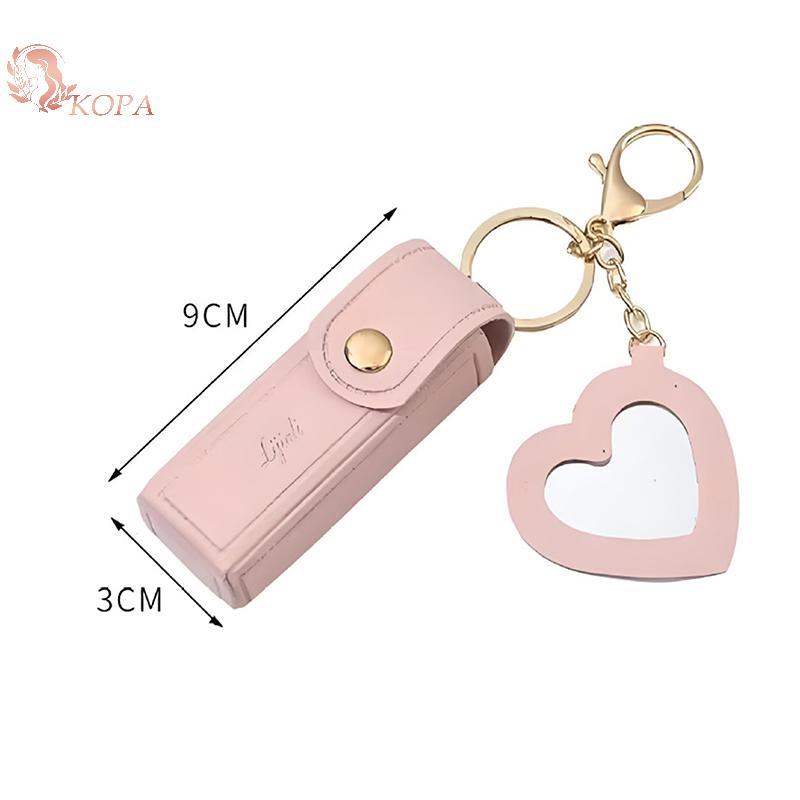 KOPA Màu Trơn Di Động Lipsti Túi Ví Móc Khóa Túi Bảo Quản Mini Dành Cho Nữ Vỏ Bảo Vệ Môi Có Gương Trang Điểm Mini VN