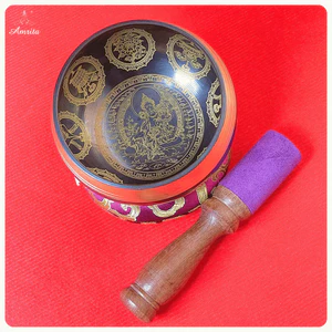 Chuông xoay Nepal 10.5cm Hoa văn Green Tara - Chuông Ngài Tara Xanh - CXNP330