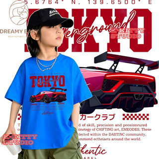 COD✅ (Hồ Chí Minh)DREAMY BABY Hình ảnh xe đua，—lỏng lẻoÁo thun cổ tròn tay ngắn，Màu đỏ kiểu dáng