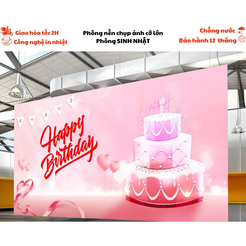 Phông nền chụp ảnh sinh nhật cỡ lớn có nhiều kích thước chất liệu in bạt ngoài trời chống nước
