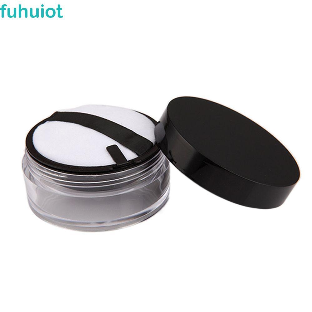 FUHUIOT Loose Powder Pot Cầm Tay Trong Suốt Màu Đen Bột Hộp Bánh Đóng Gói Hộp Đựng Sifter Với Puff Sàng Hộp Đựng Bột Trống