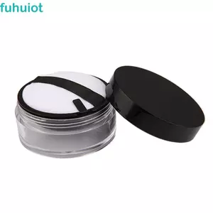 FUHUIOT Loose Powder Pot Cầm Tay Trong Suốt Màu Đen Bột Hộp Bánh Đóng Gói Hộp Đựng Sifter Với Puff Sàng Hộp Đựng Bột Trống